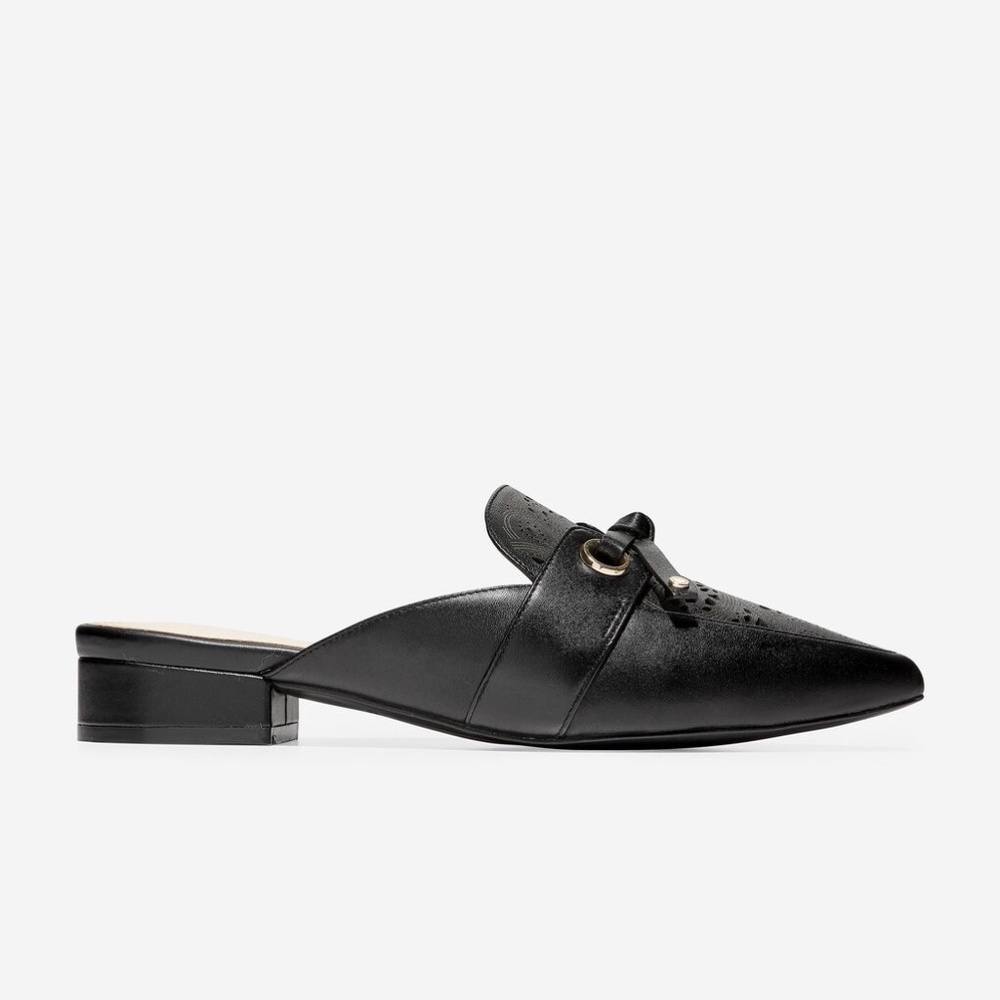 Cole Haan Emily Black Leather Mule Flat Sandal Women’s Pointed Toe Shoes 6.5 - Picture 5 of 16